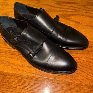 Borgio Black Double Monk Leather Dress Shoes 43EU 9.5 US